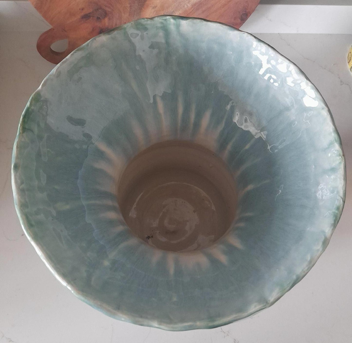 Pitlochry large turquoise pottery vase - glazed