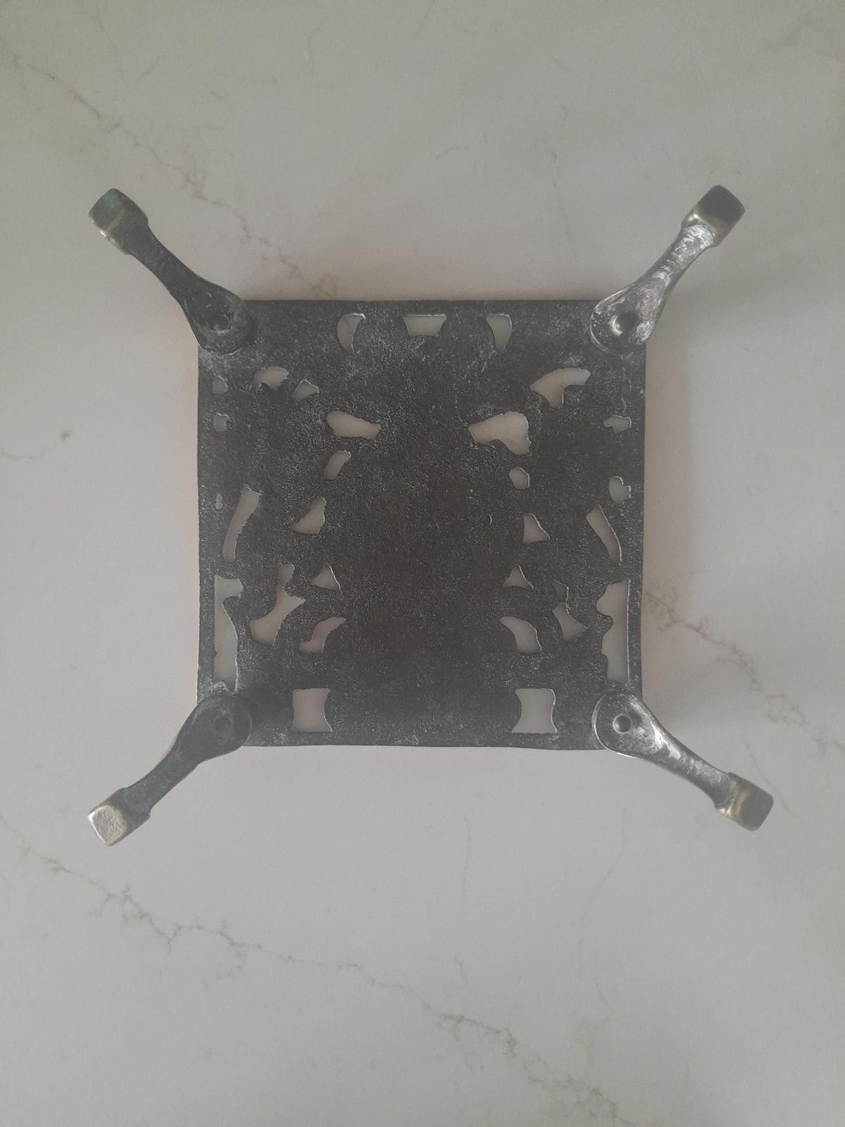 French square brass trivet