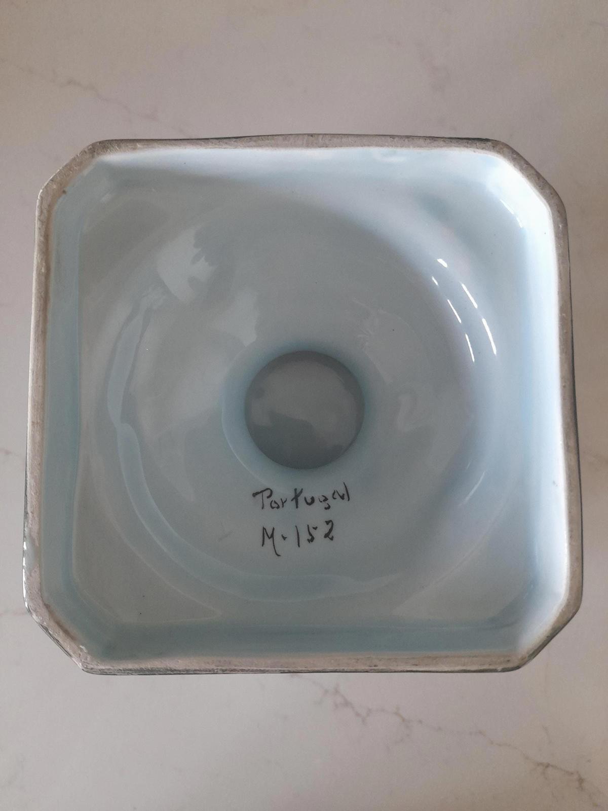 Portuguese ceramic fruit bowl on a pedestal base
