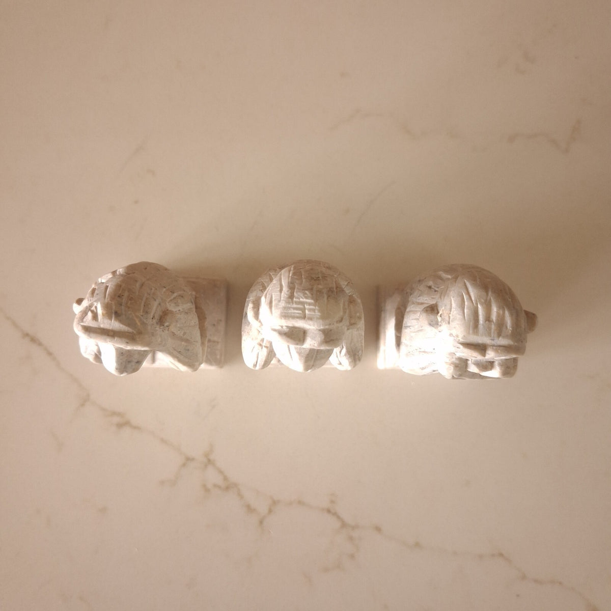 Vintage Hand Carved Three Wise Monkeys Figurines Set - 2.5 Inch