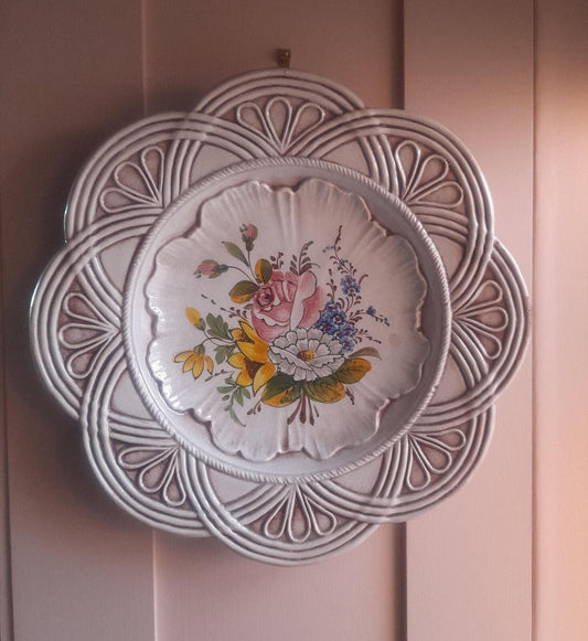 Italian hand painted Lake Garda floral wall plate