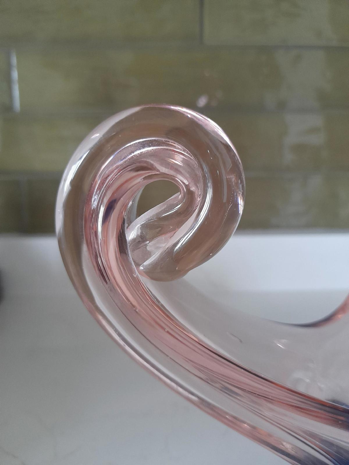 Vintage Blue & pink venetian style glass sculpture bowl possibly Murano