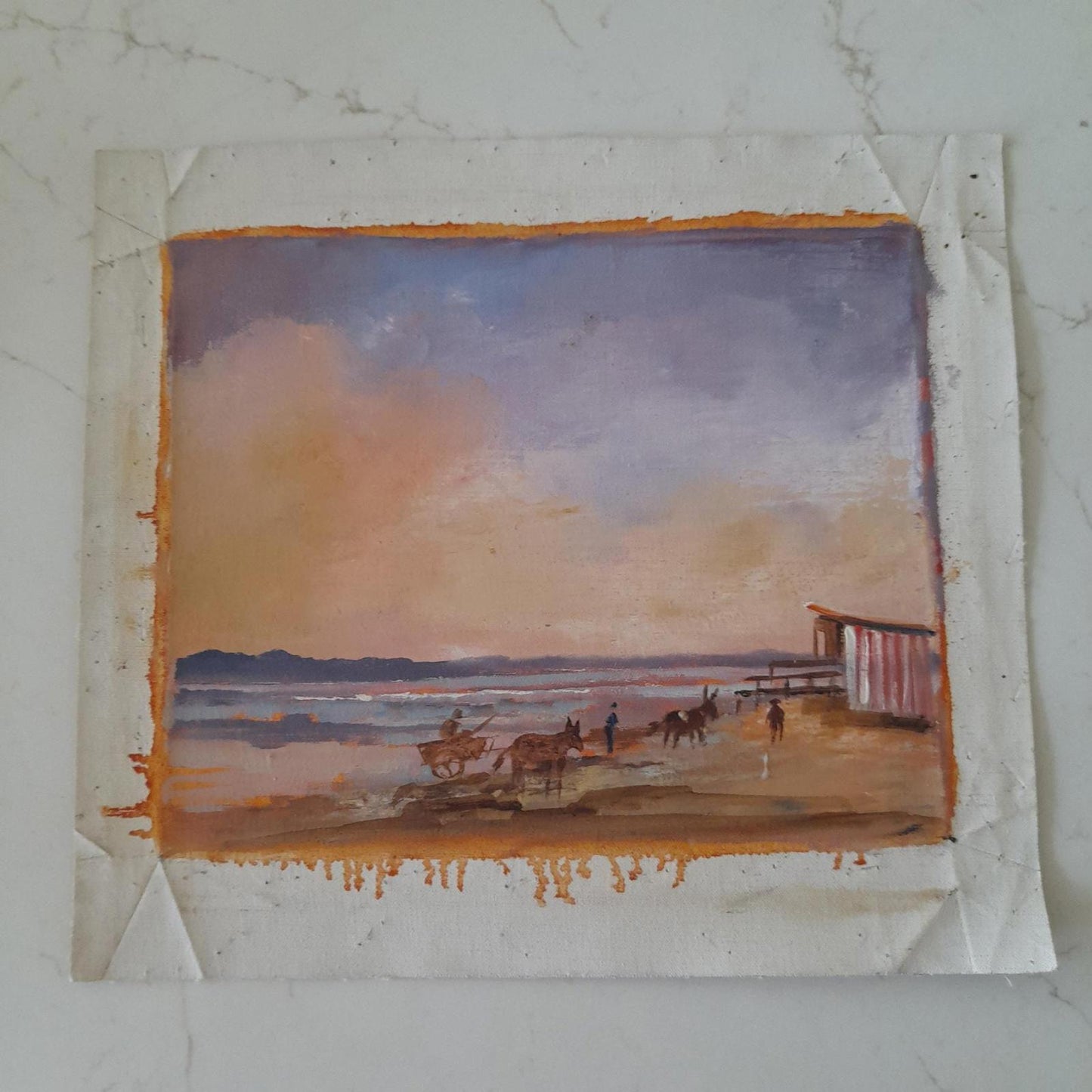 Beach scene by Ira Englefield (b.1912) oil on canvas