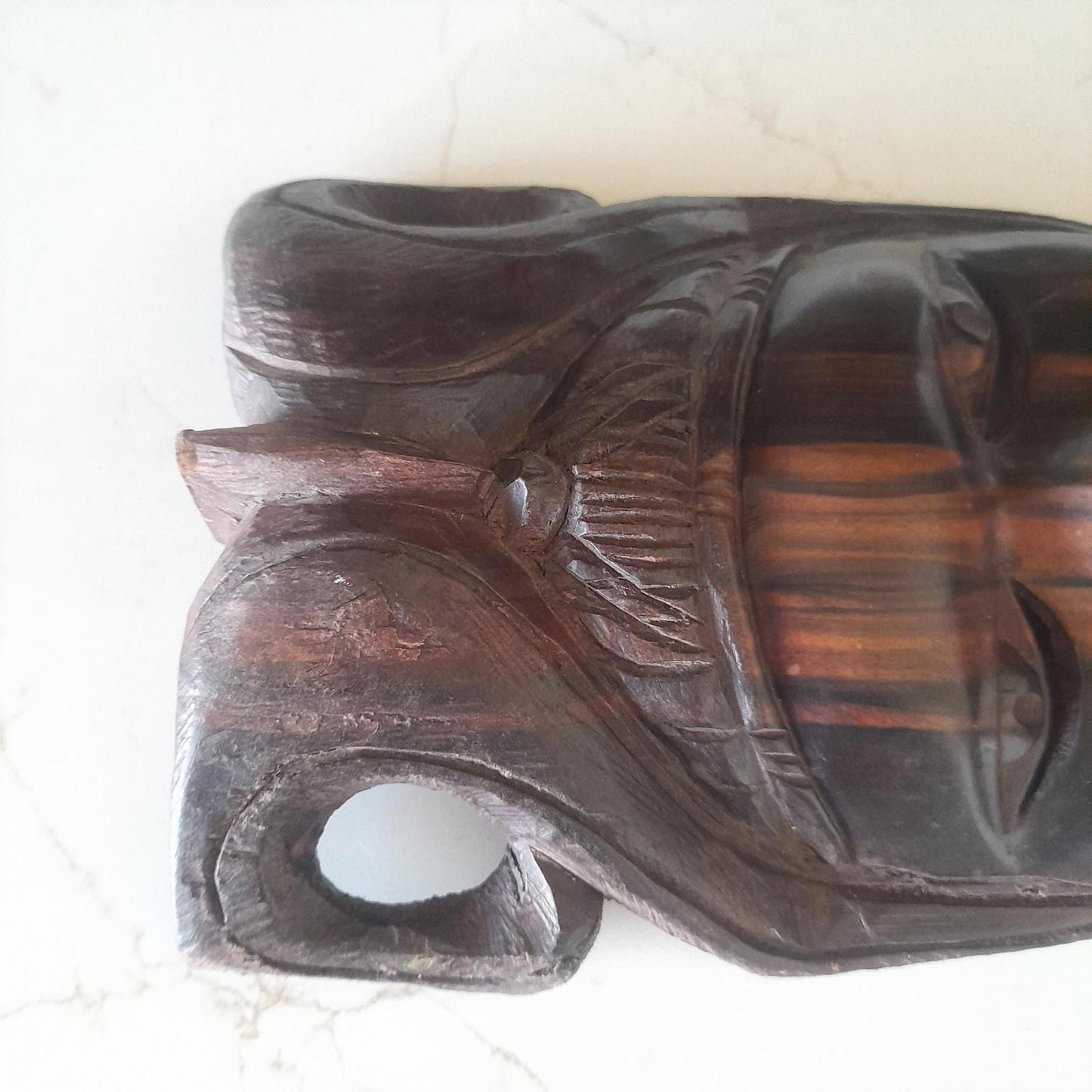 Vintage African handcarved hardwood tribal mask wall hanging
