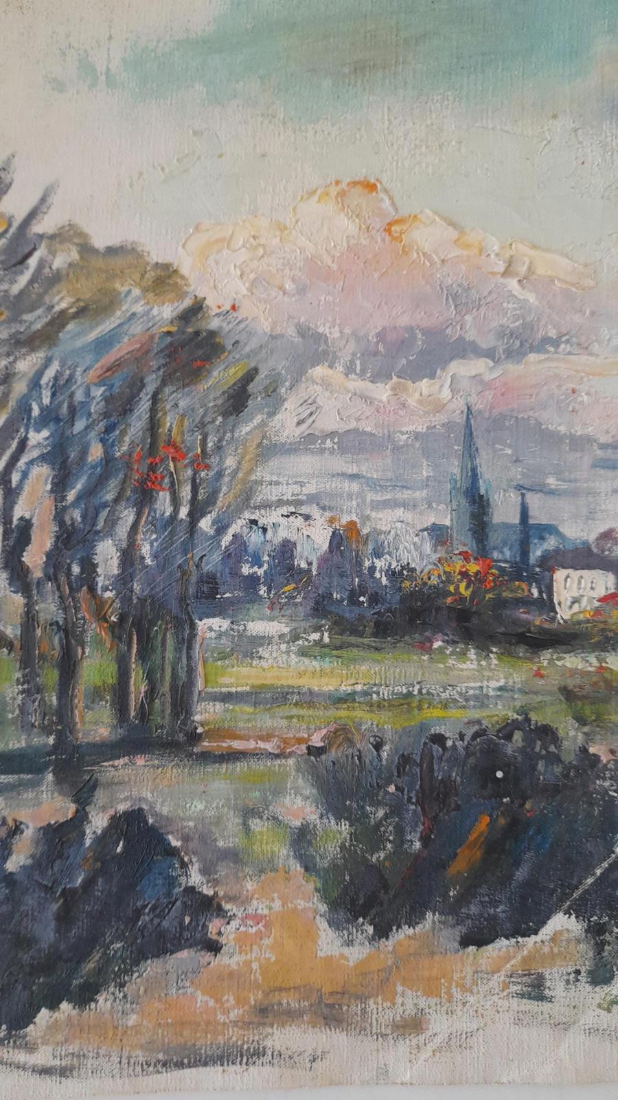 Rural town scene by Ira Englefield (b.1912) oil on canvas