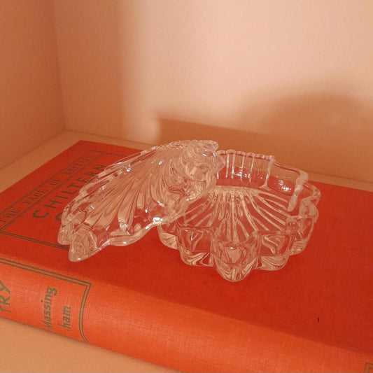 Glass shell shaped trinket dish