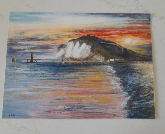 An original landscape painting of a coastal scene by the artist A F Akehurst.