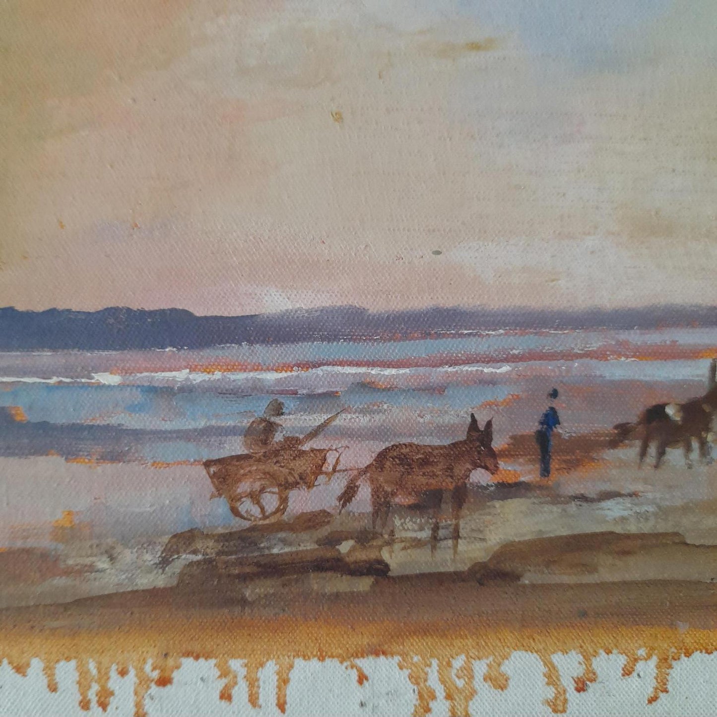 Beach scene by Ira Englefield (b.1912) oil on canvas