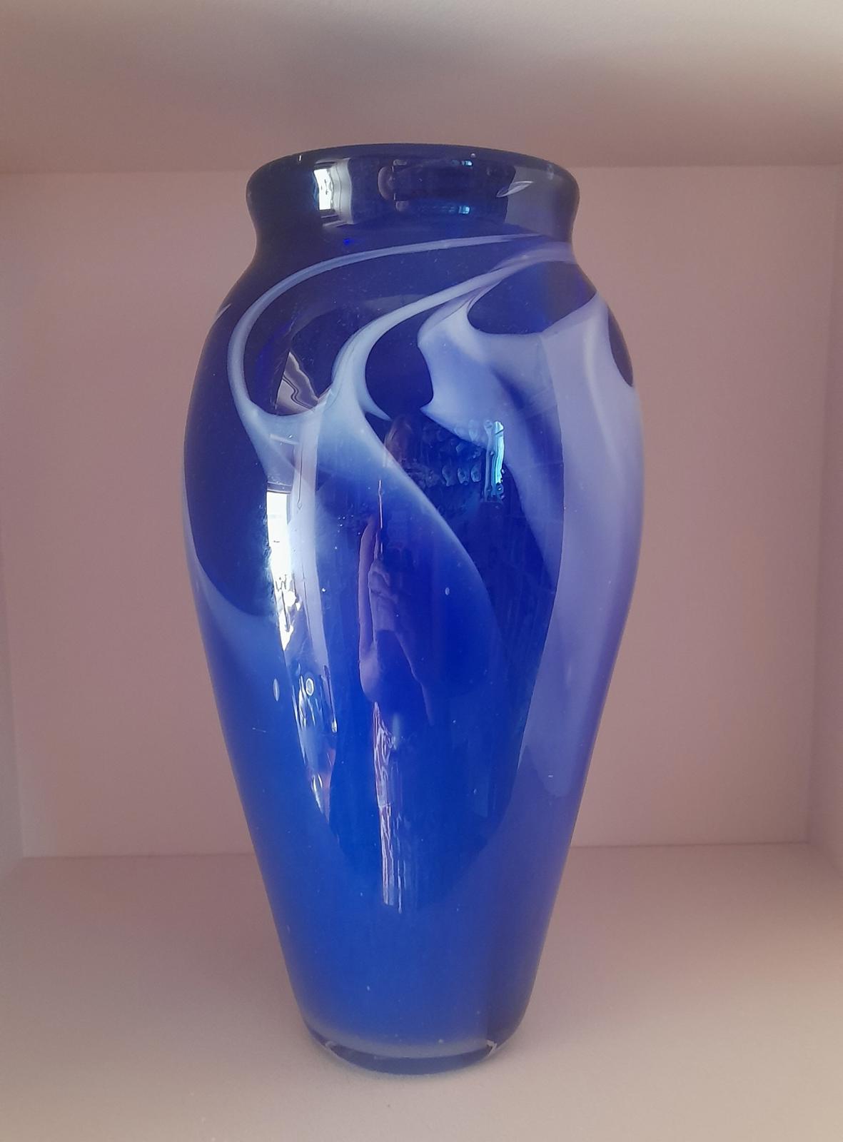 Phil Oakly - The Glass Market large blue and white glass vase