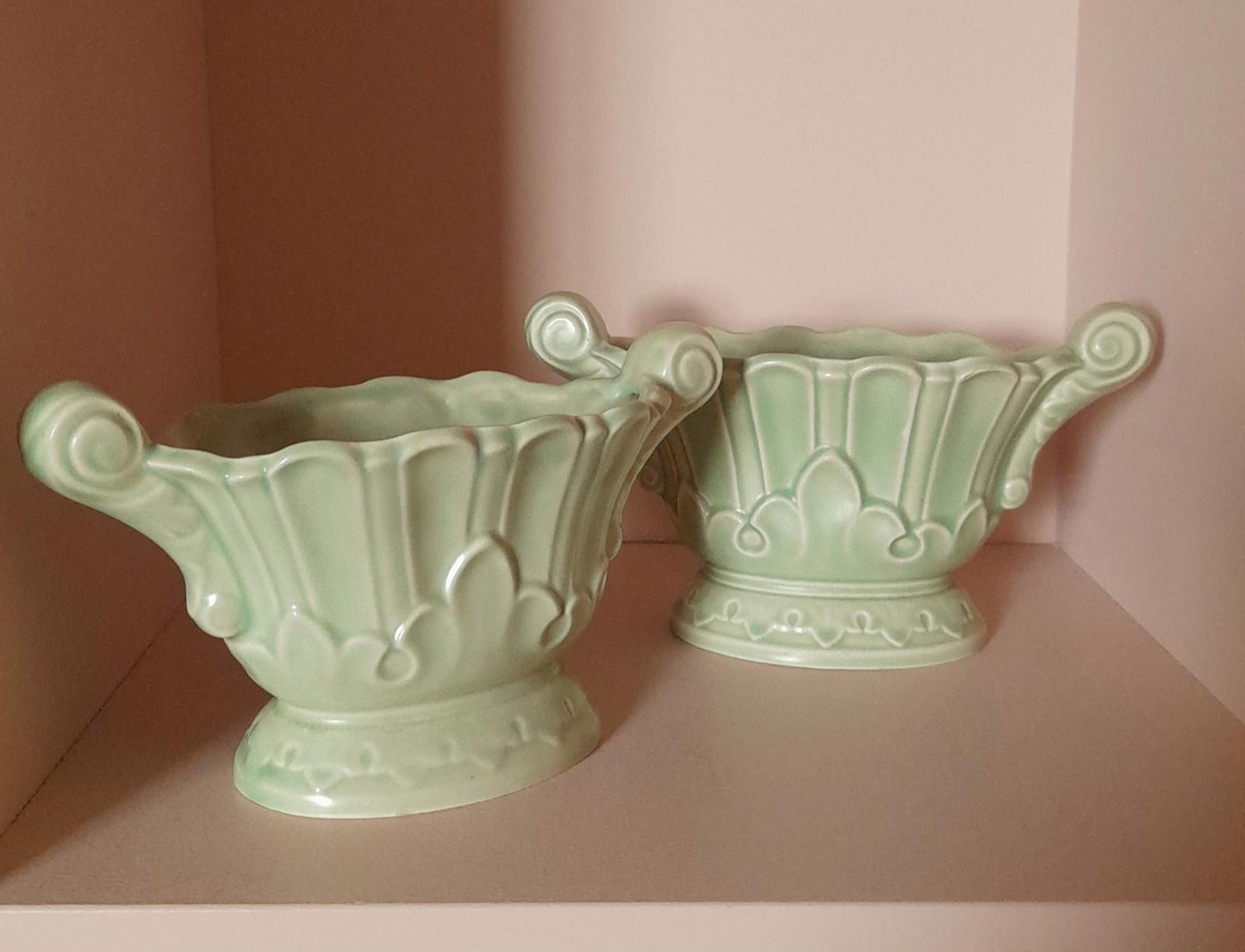 A pair of Denby Hill-Ousten ceramic trough vases