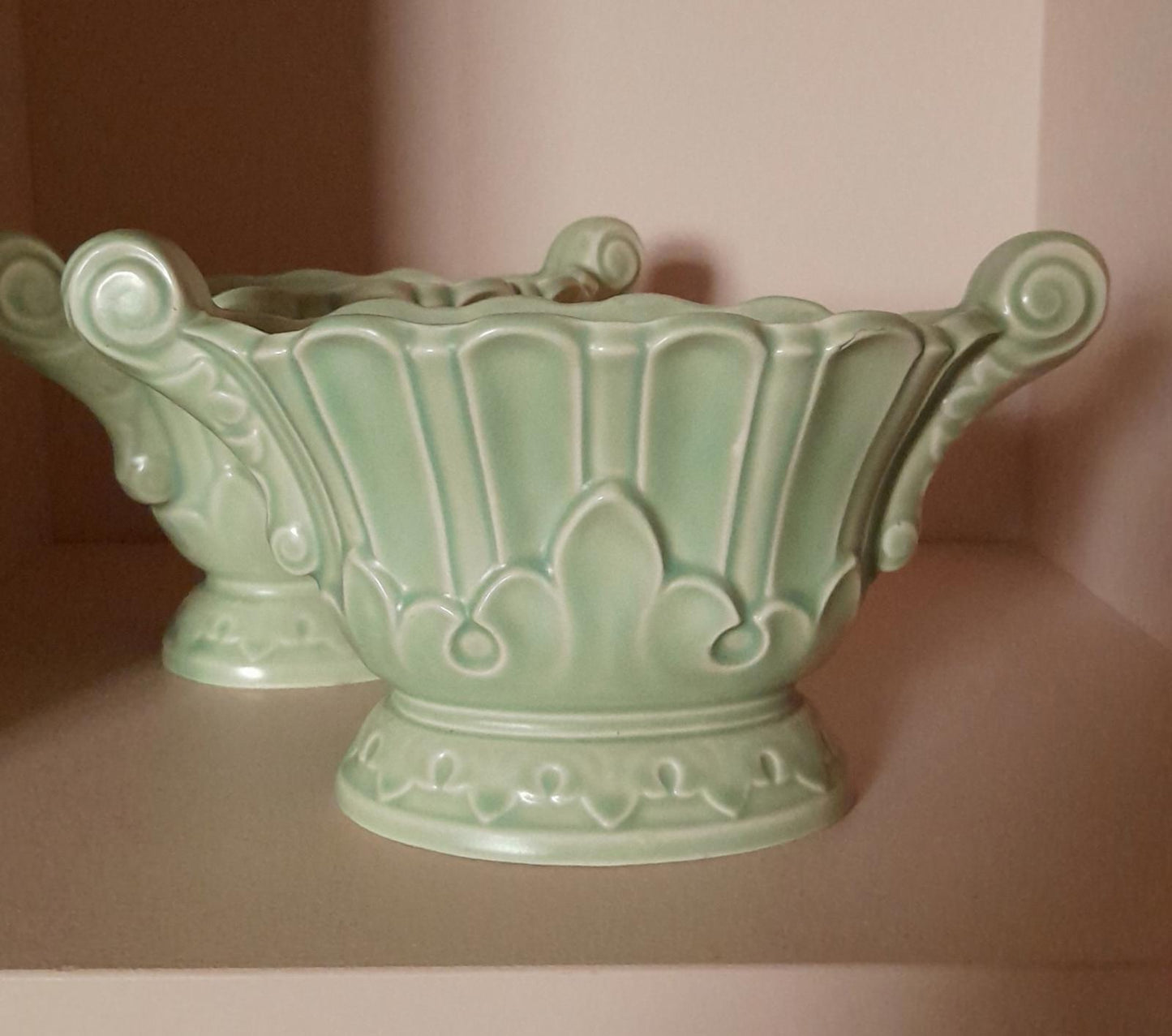 A pair of Denby Hill-Ousten ceramic trough vases