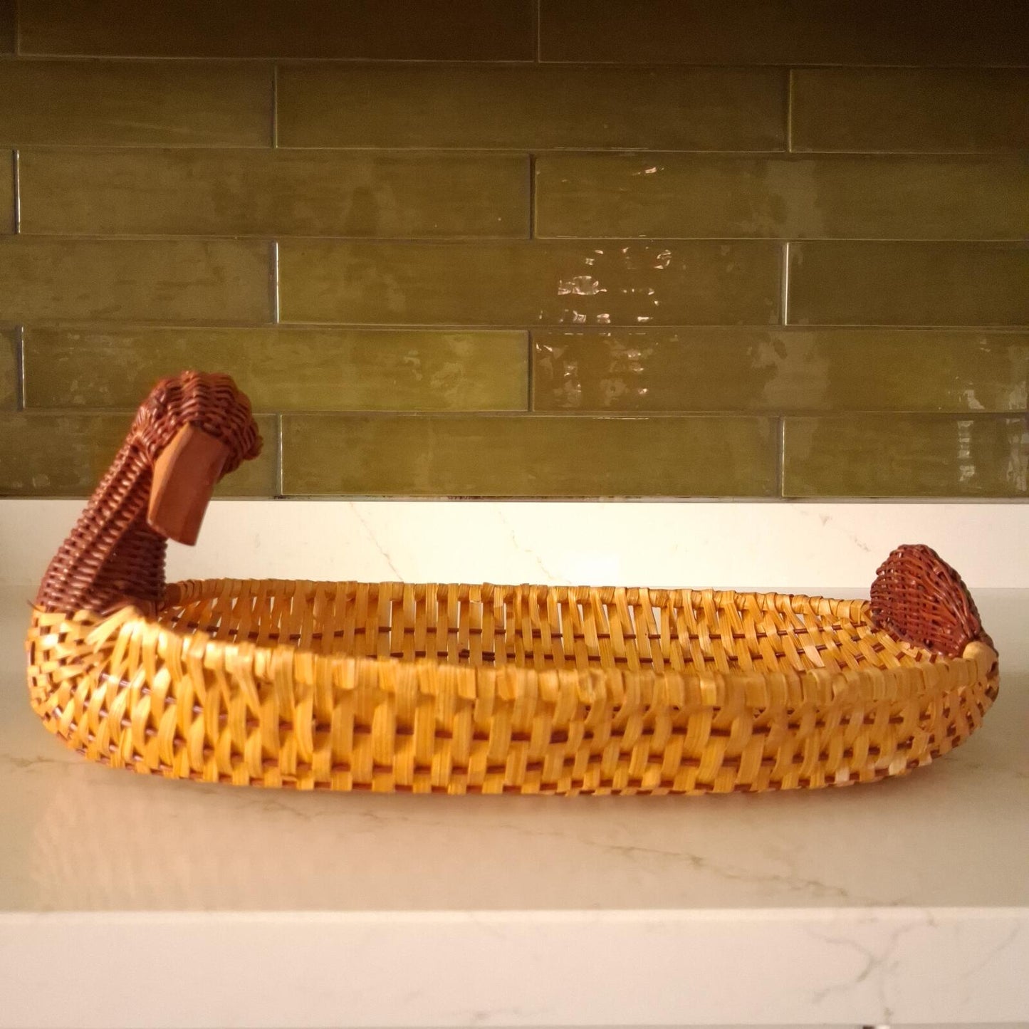 Vintage wicker duck basket