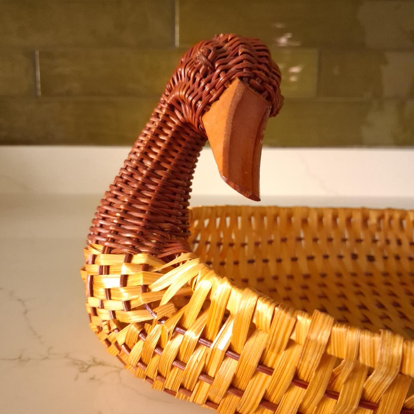 Vintage wicker duck basket