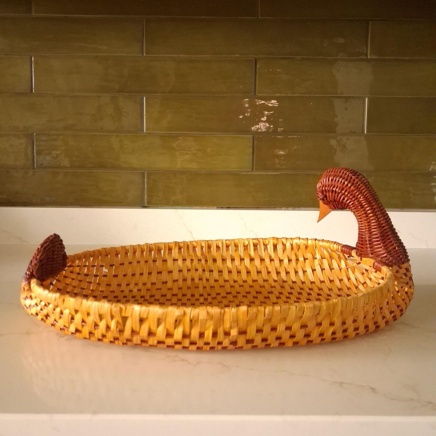Vintage wicker duck basket