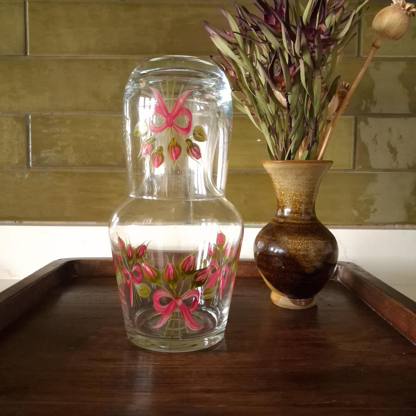 Vintage glass carafe and glass set