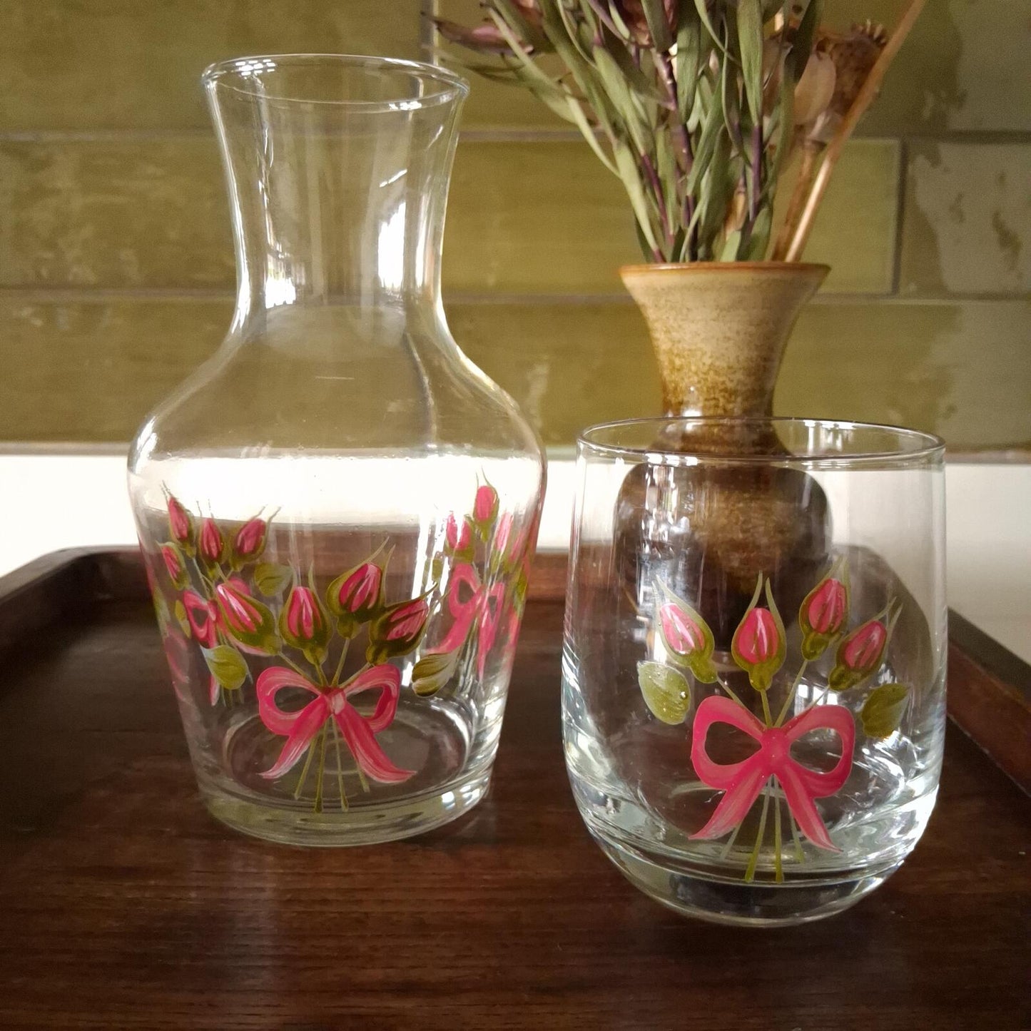 Vintage glass carafe and glass set