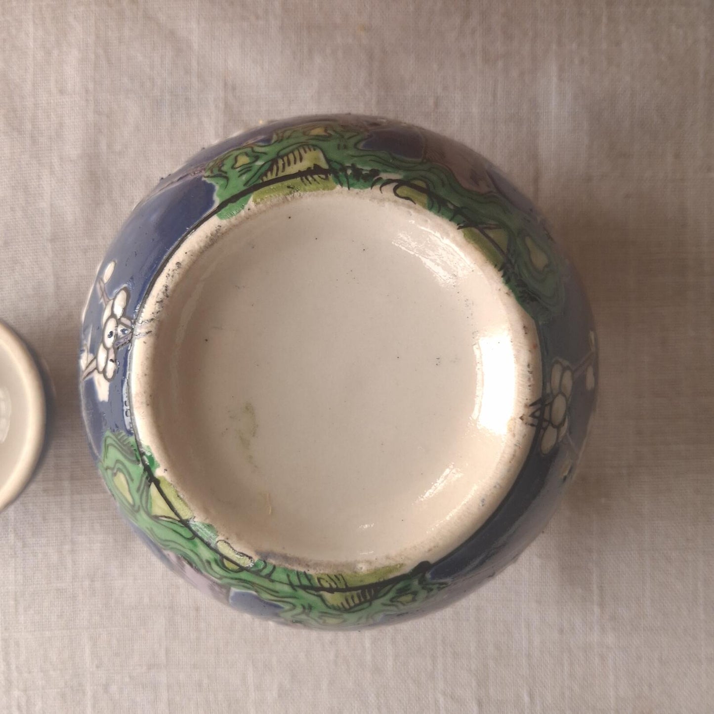 Dark blue floral ginger jar