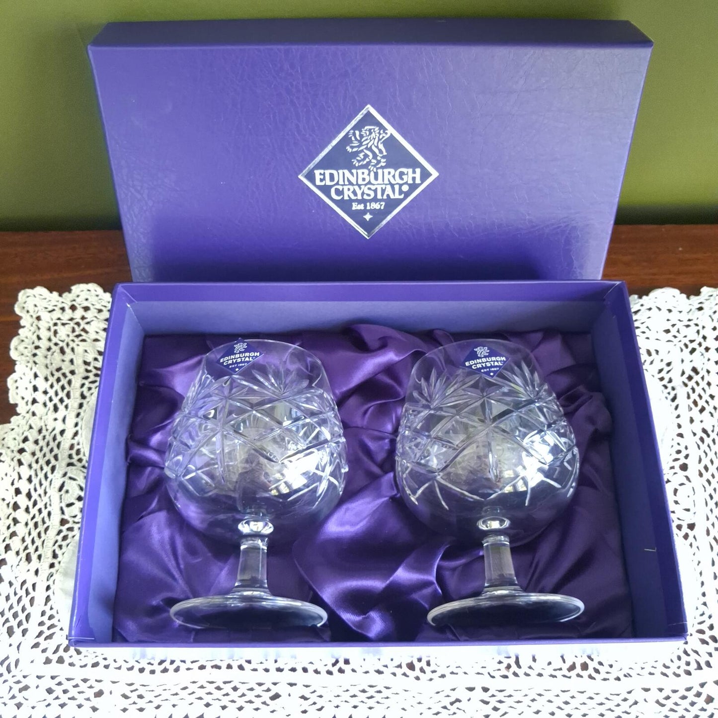 Edinburgh Crystal Berkeley cut brandy glasses