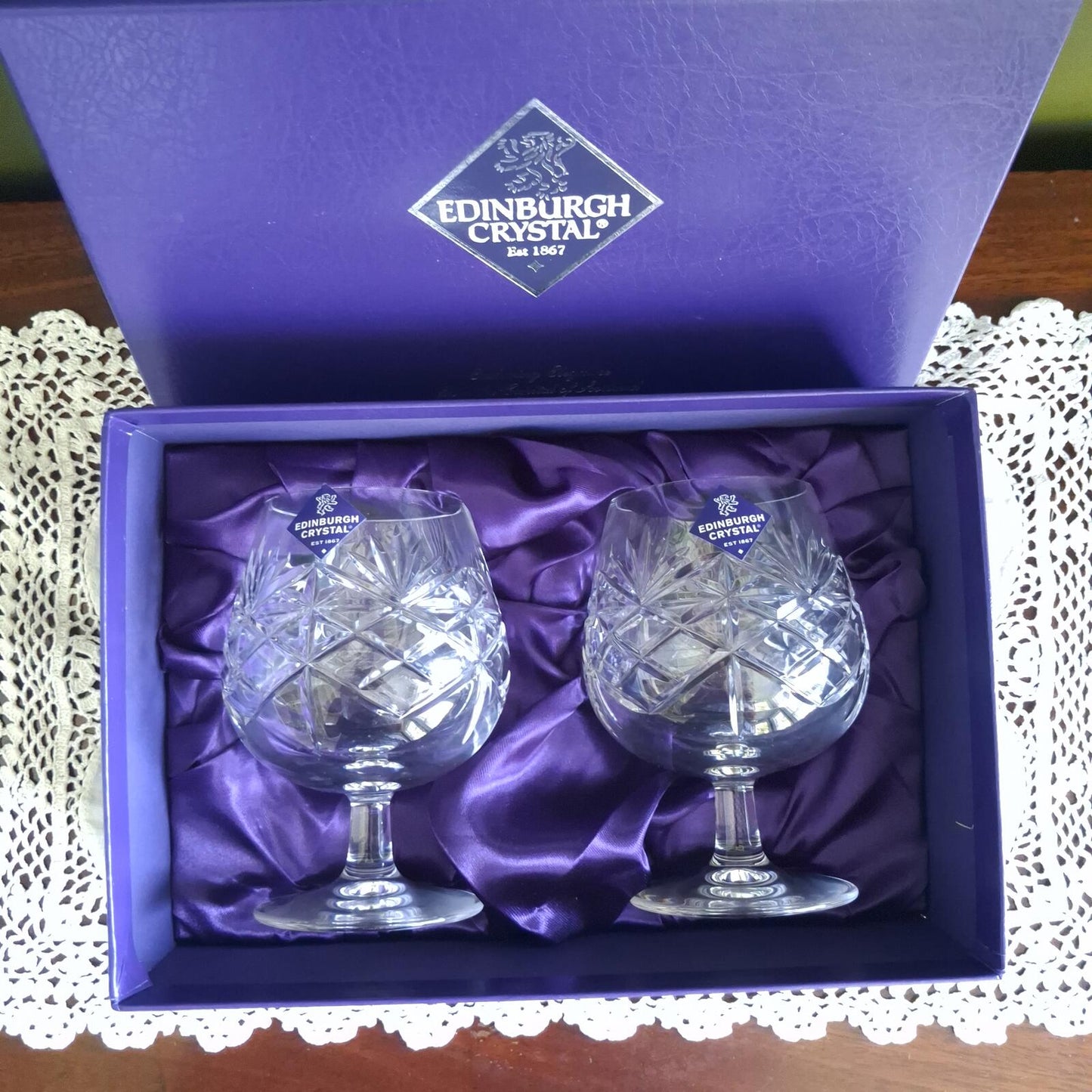 Edinburgh Crystal Berkeley cut brandy glasses