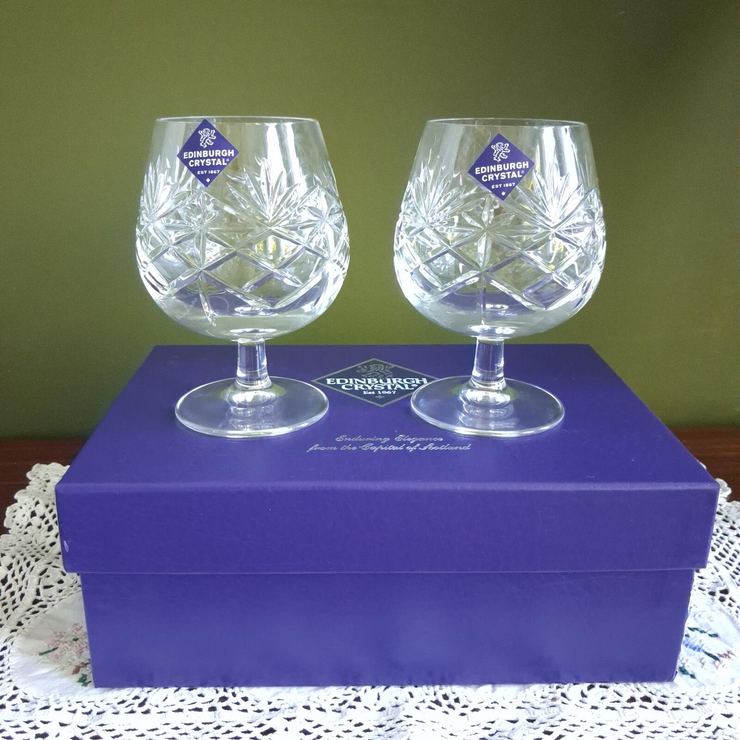 Edinburgh Crystal Berkeley cut brandy glasses