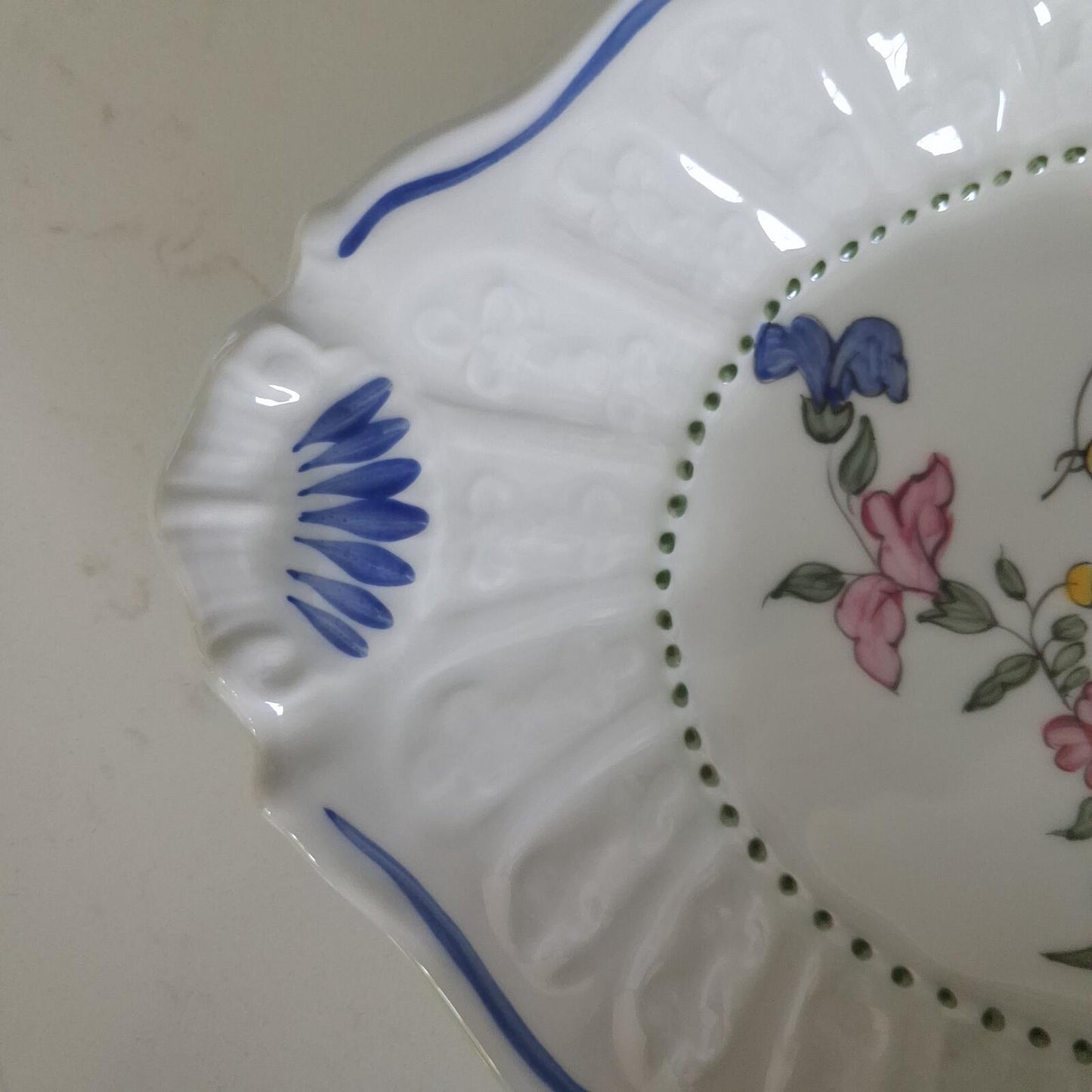 Apilco France "Salins" Hand-Painted Bird Porcelain Compote Dish
