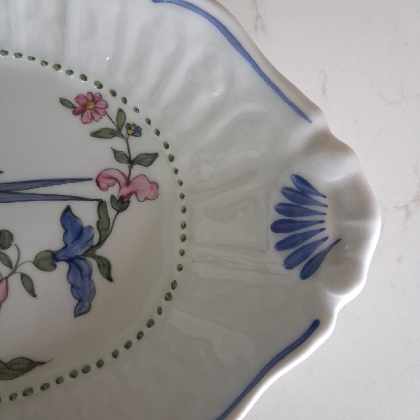 Apilco France "Salins" Hand-Painted Bird Porcelain Compote Dish