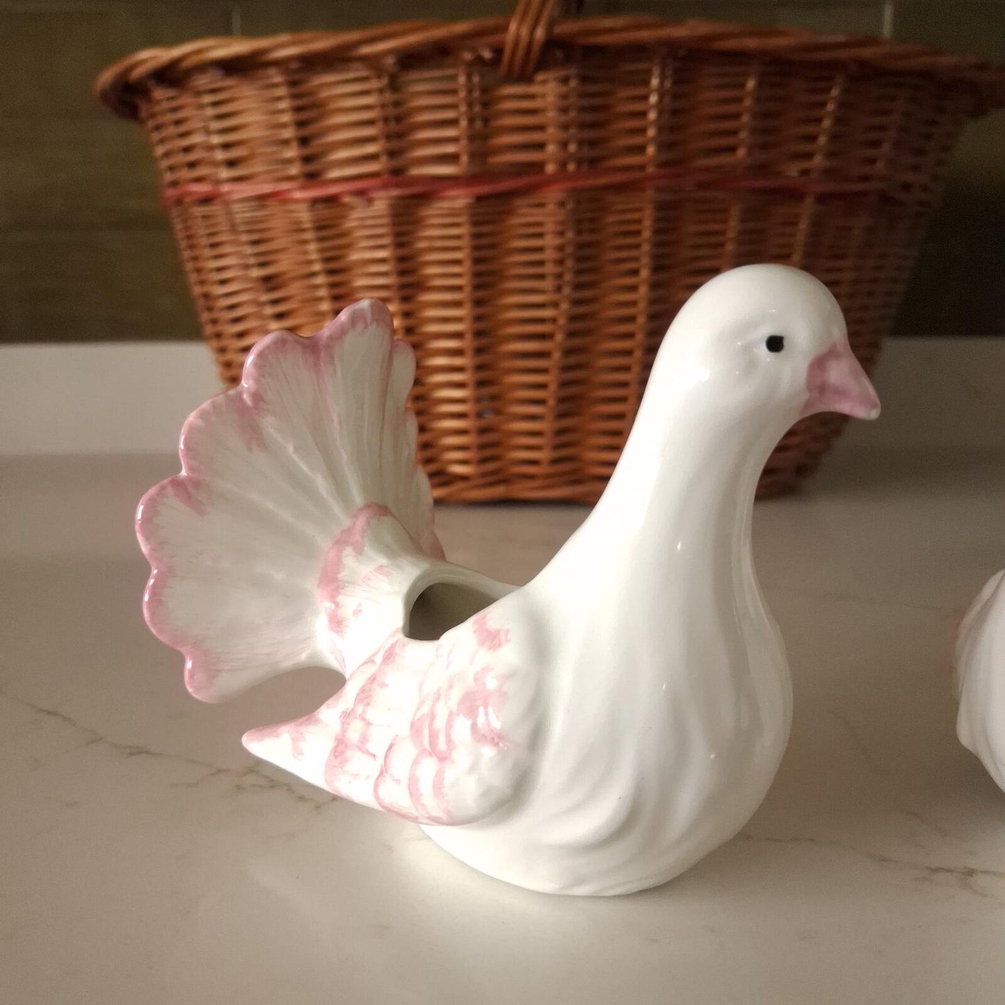 A pair of pink and white Doves