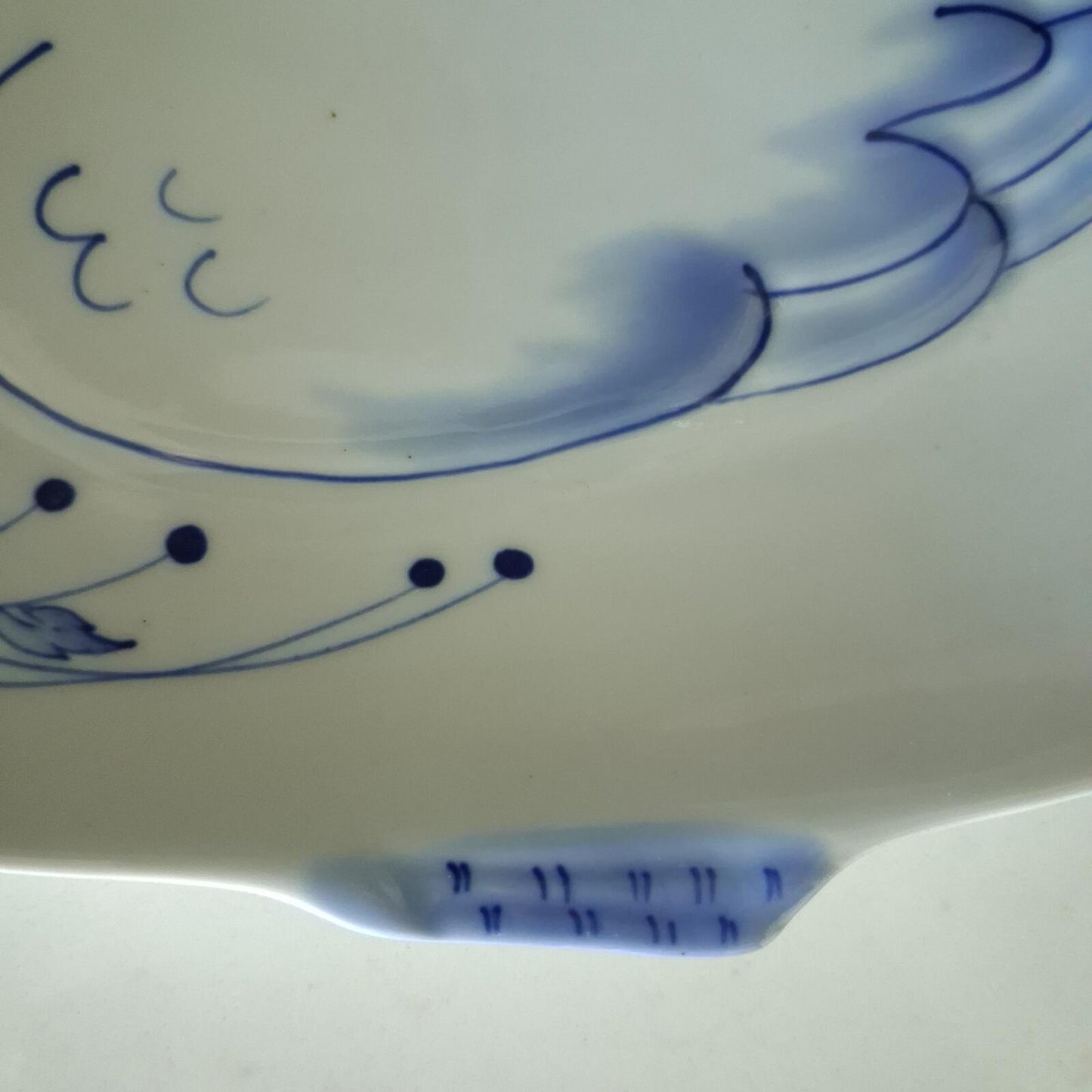 Blue and white floral duck shaped plate