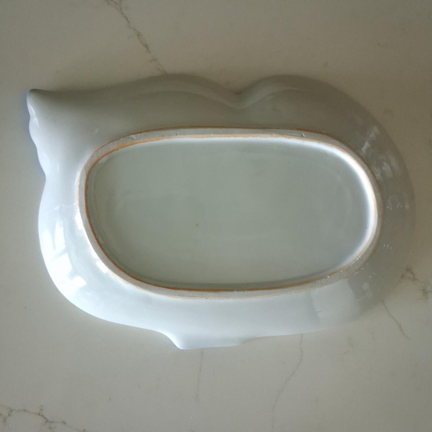 Blue and white floral duck shaped plate