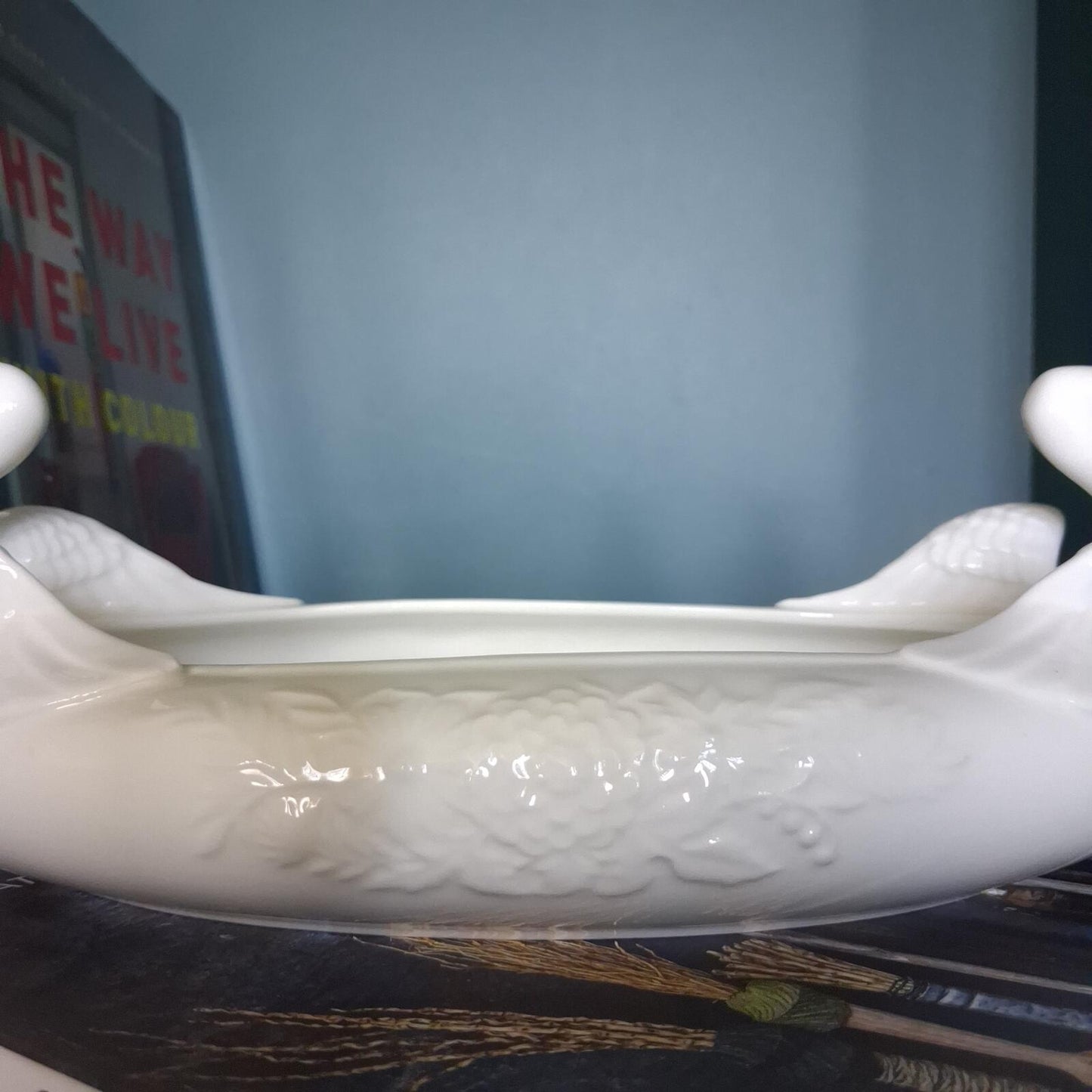 Vintage White Porcelain Swan Centrepiece Bowl Planter Dish