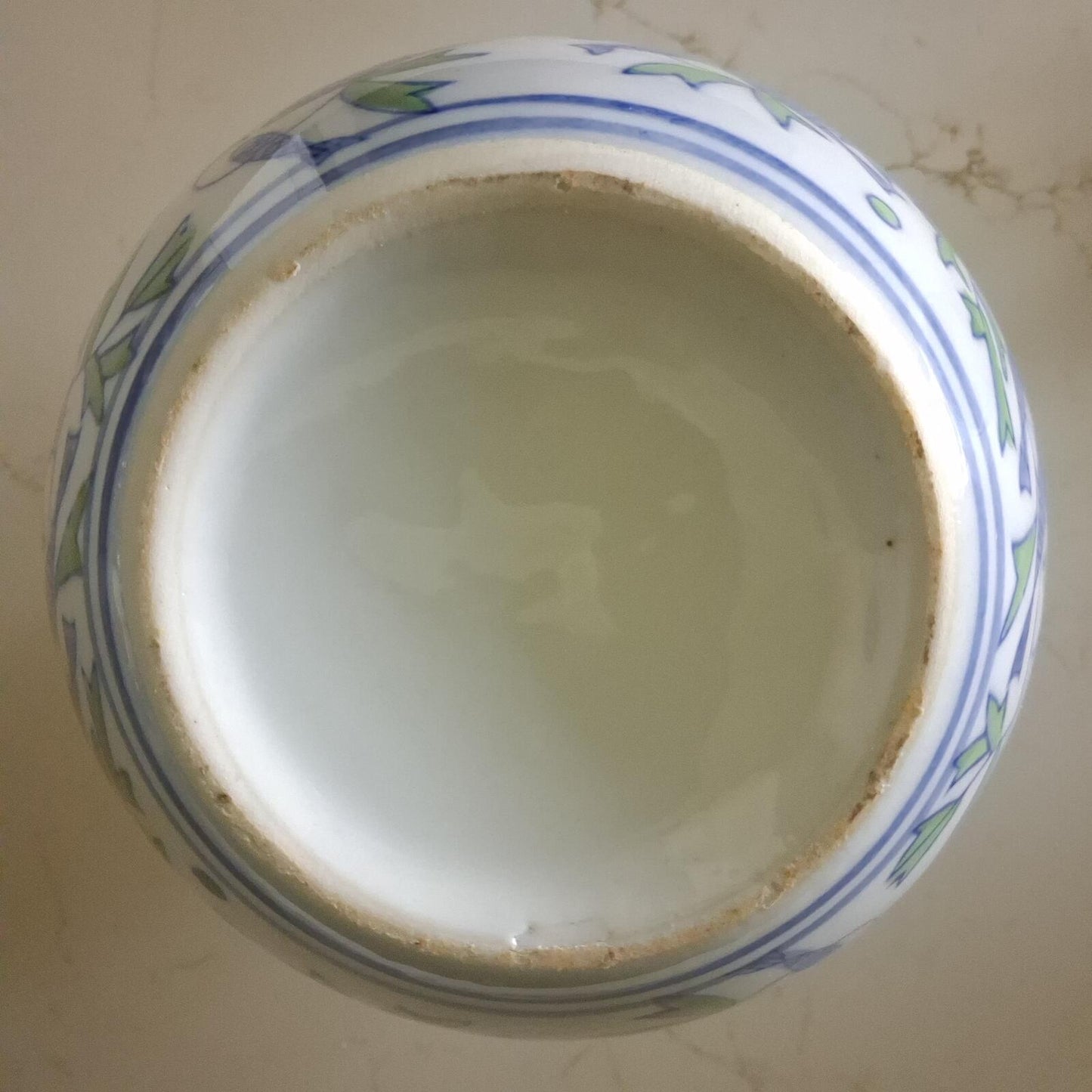 Vintage Fish Motif Porcelain Ginger Jar with Lid Chinoiserie Style