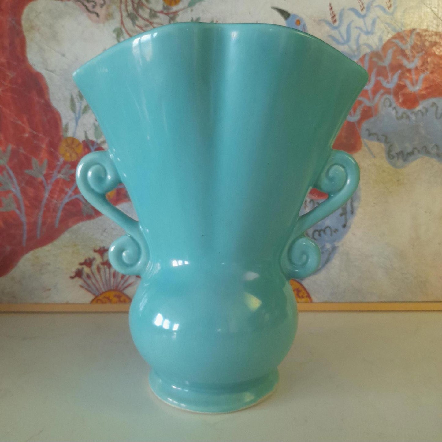 Vintage turquoise flower vase