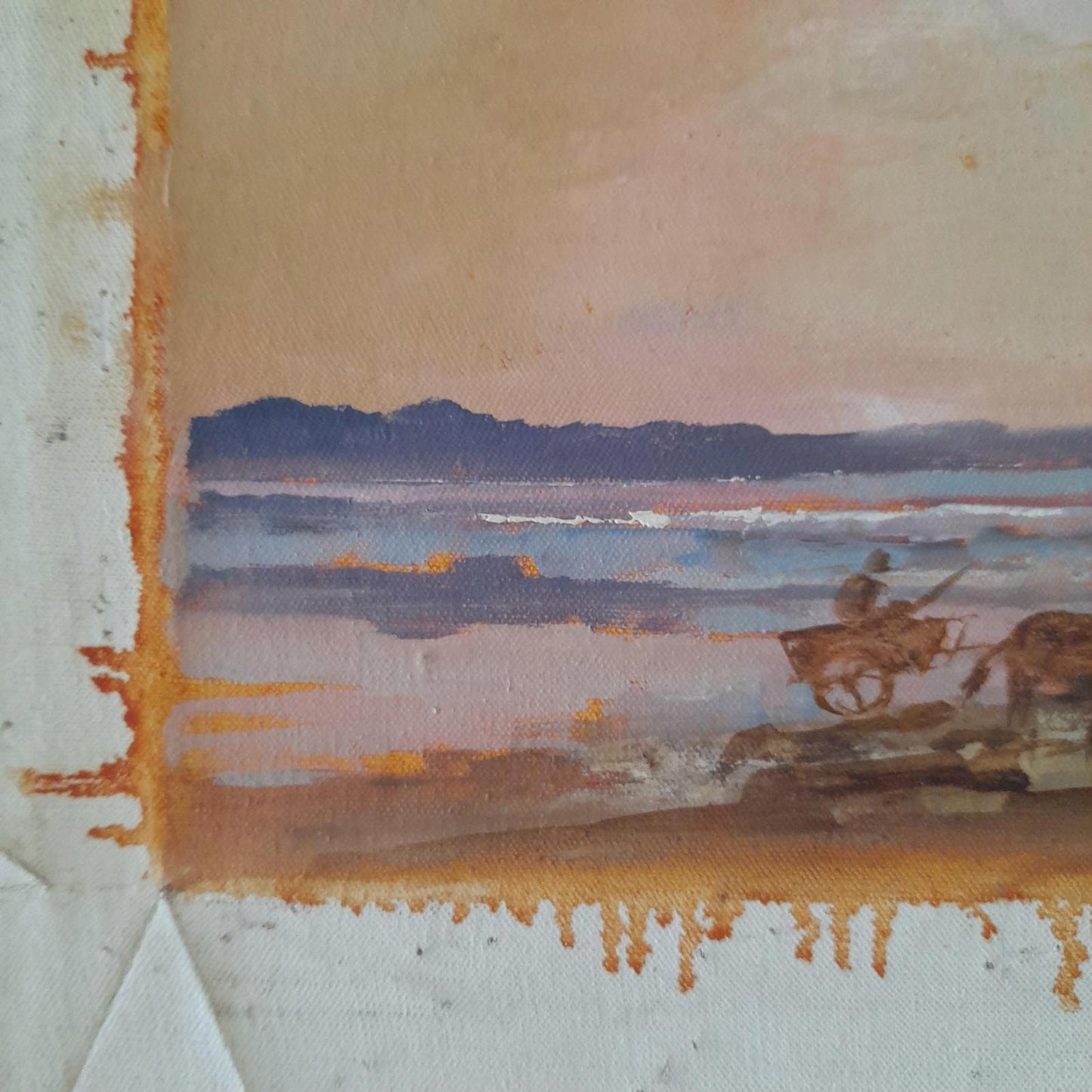 Beach scene by Ira Englefield (b.1912) oil on canvas