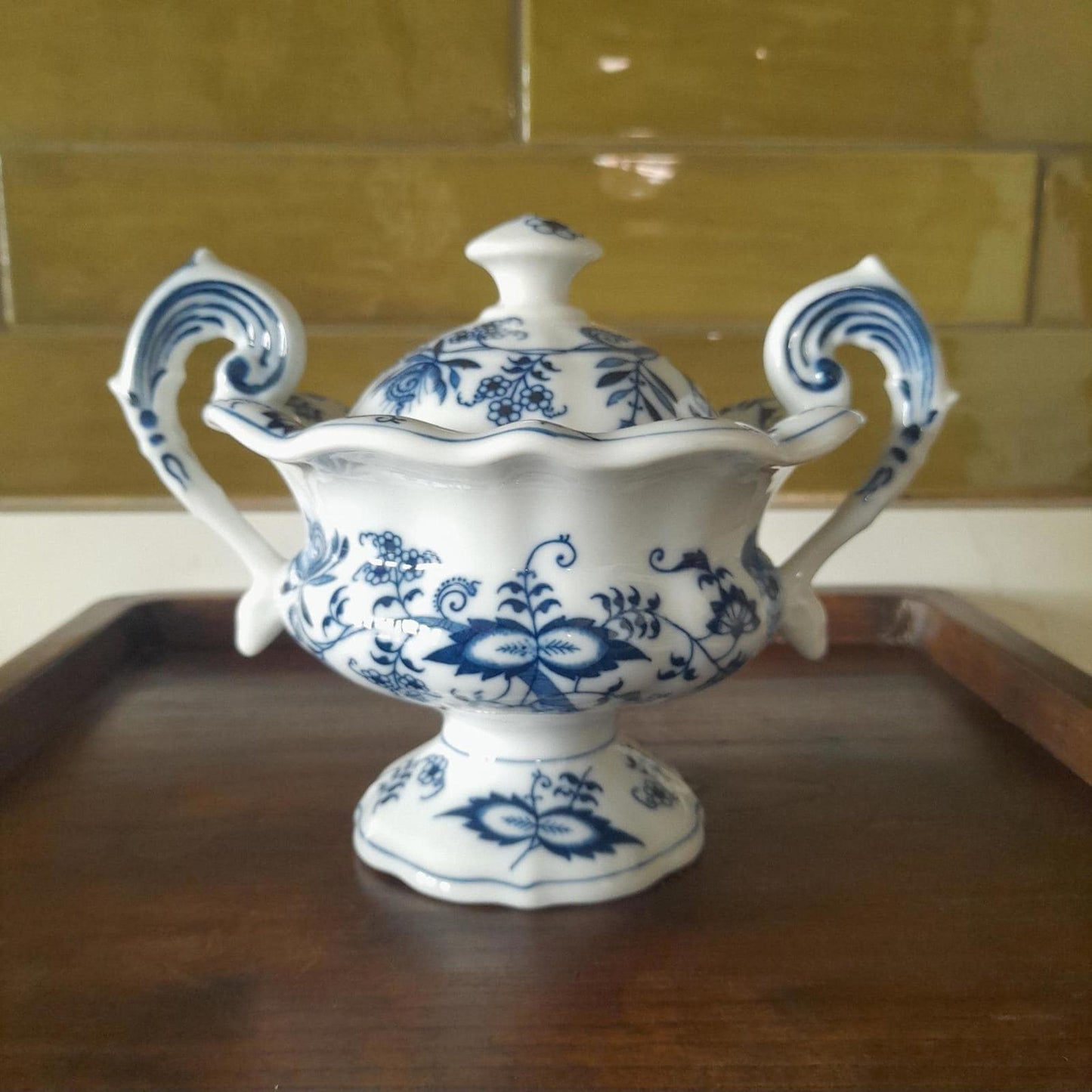 Blue Danube mayonnaise/sugar lidded pedestal