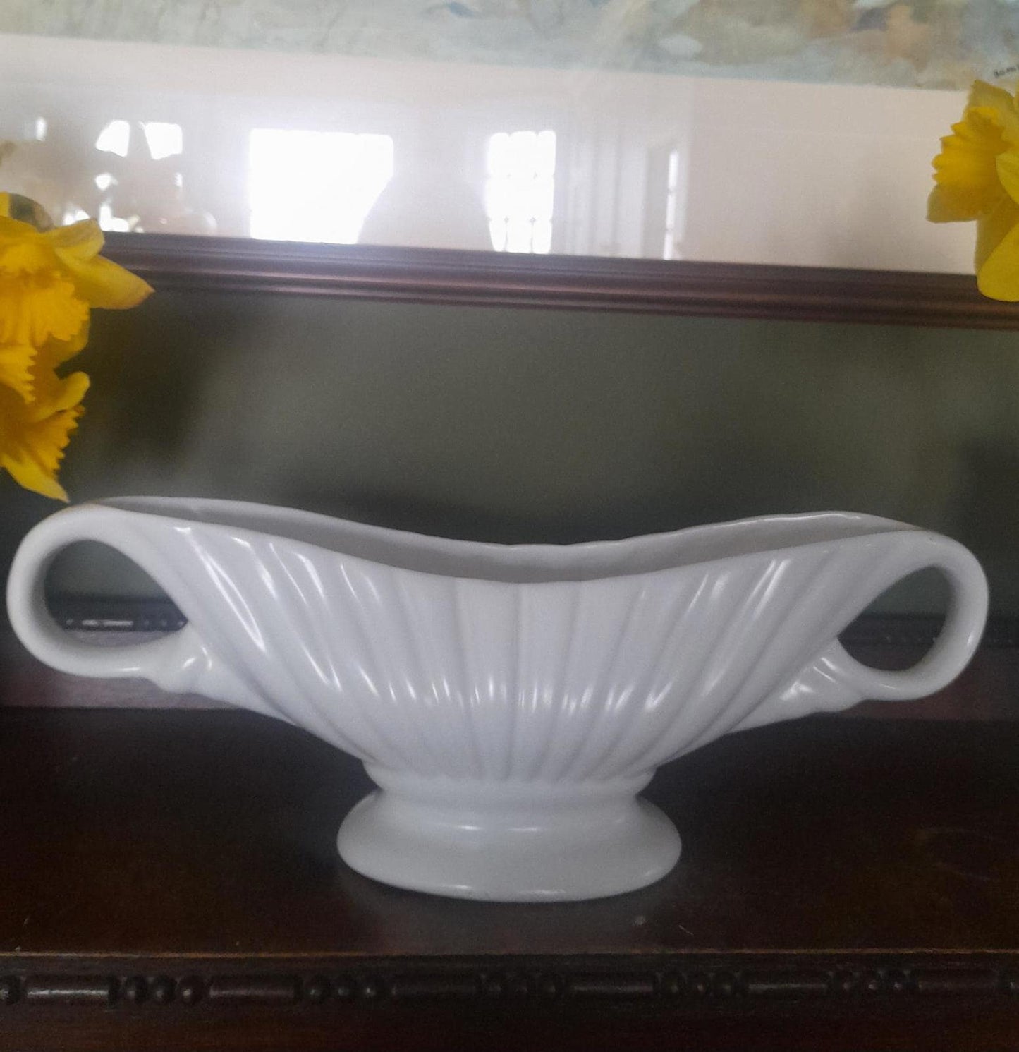 Arthur Wood Kenya double handled white mantle vase