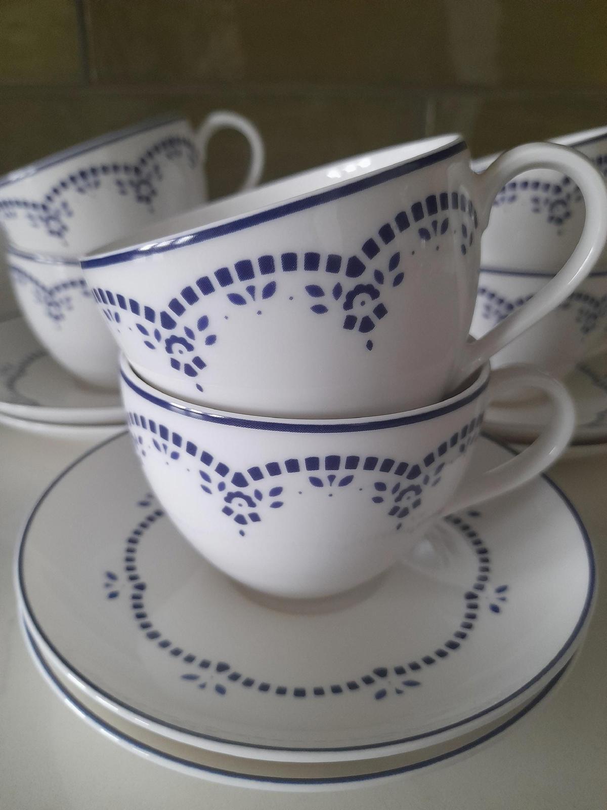 Villeroy and boch Gallo design Daily blue tea cups and saucers set of 6.