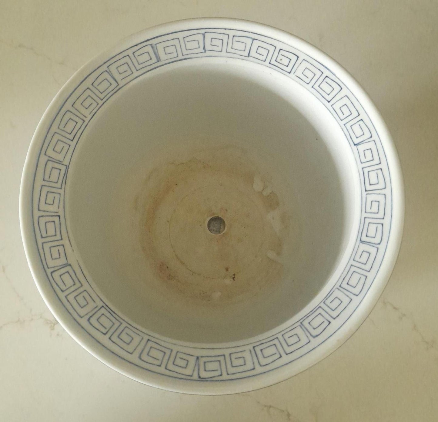 Large Chinese planter with plate
