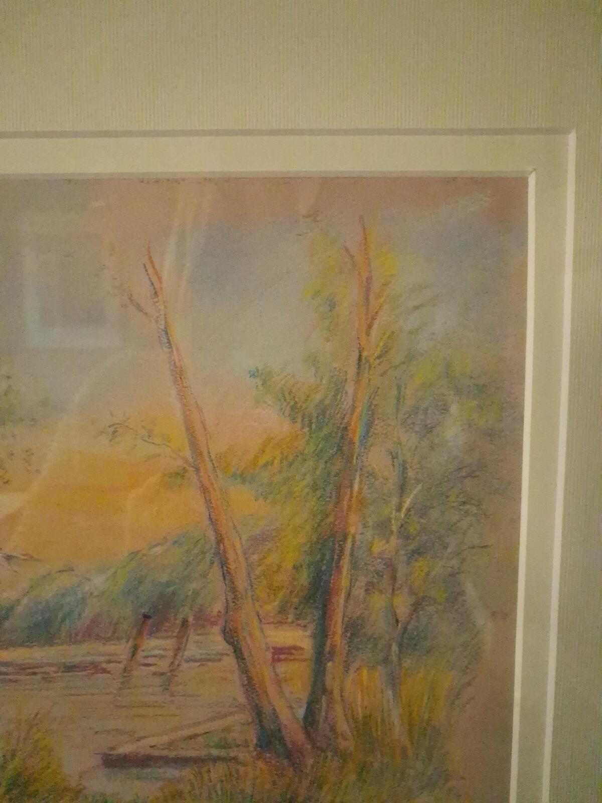Framed original pastel artwork by artist EMB