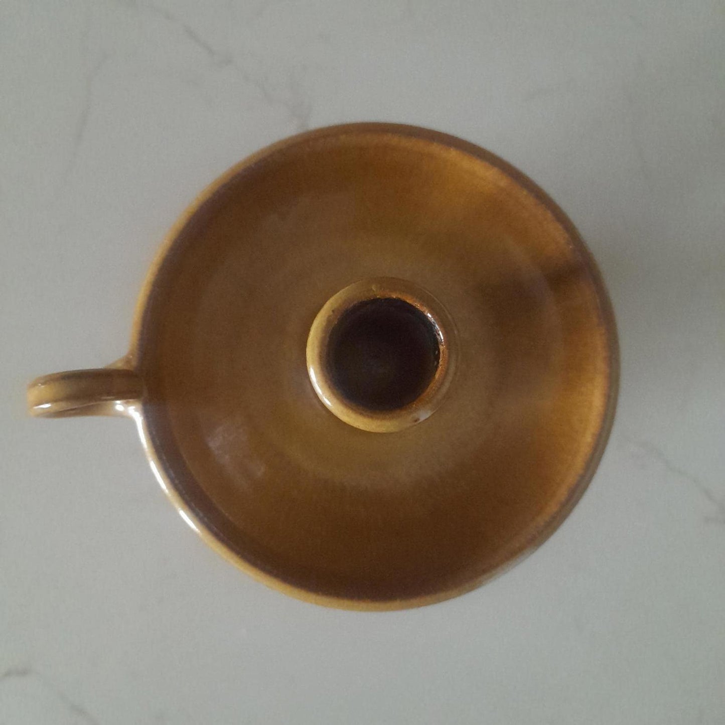Terracotta part glazed candleholder