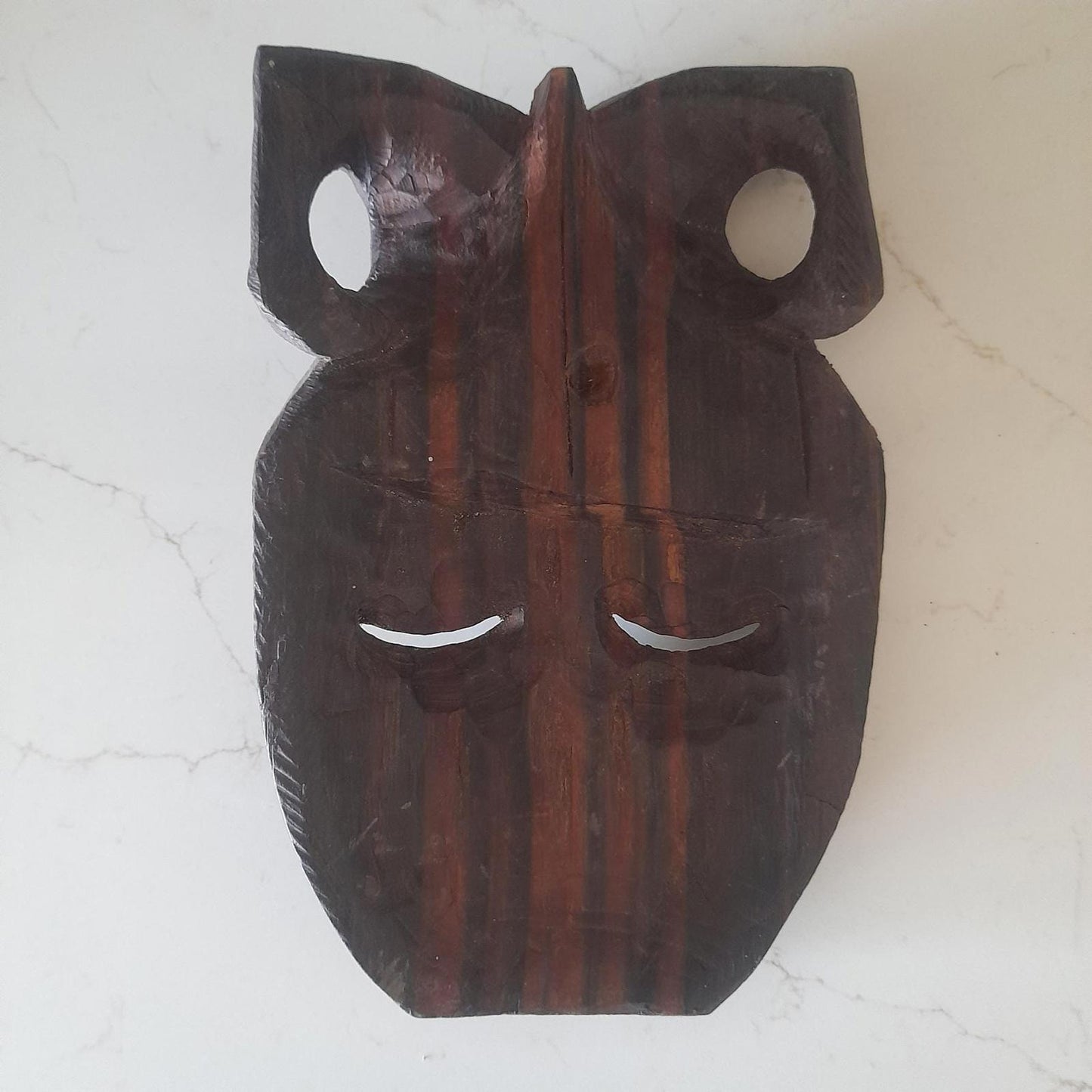 Vintage African handcarved hardwood tribal mask wall hanging