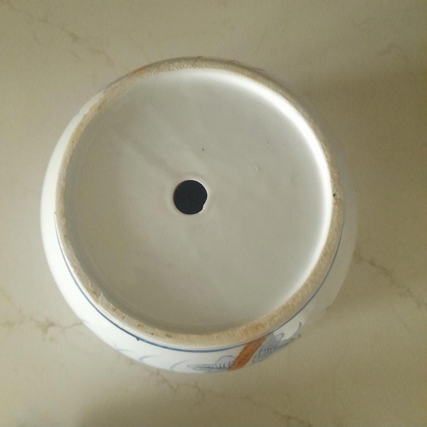 Large Chinese planter with plate