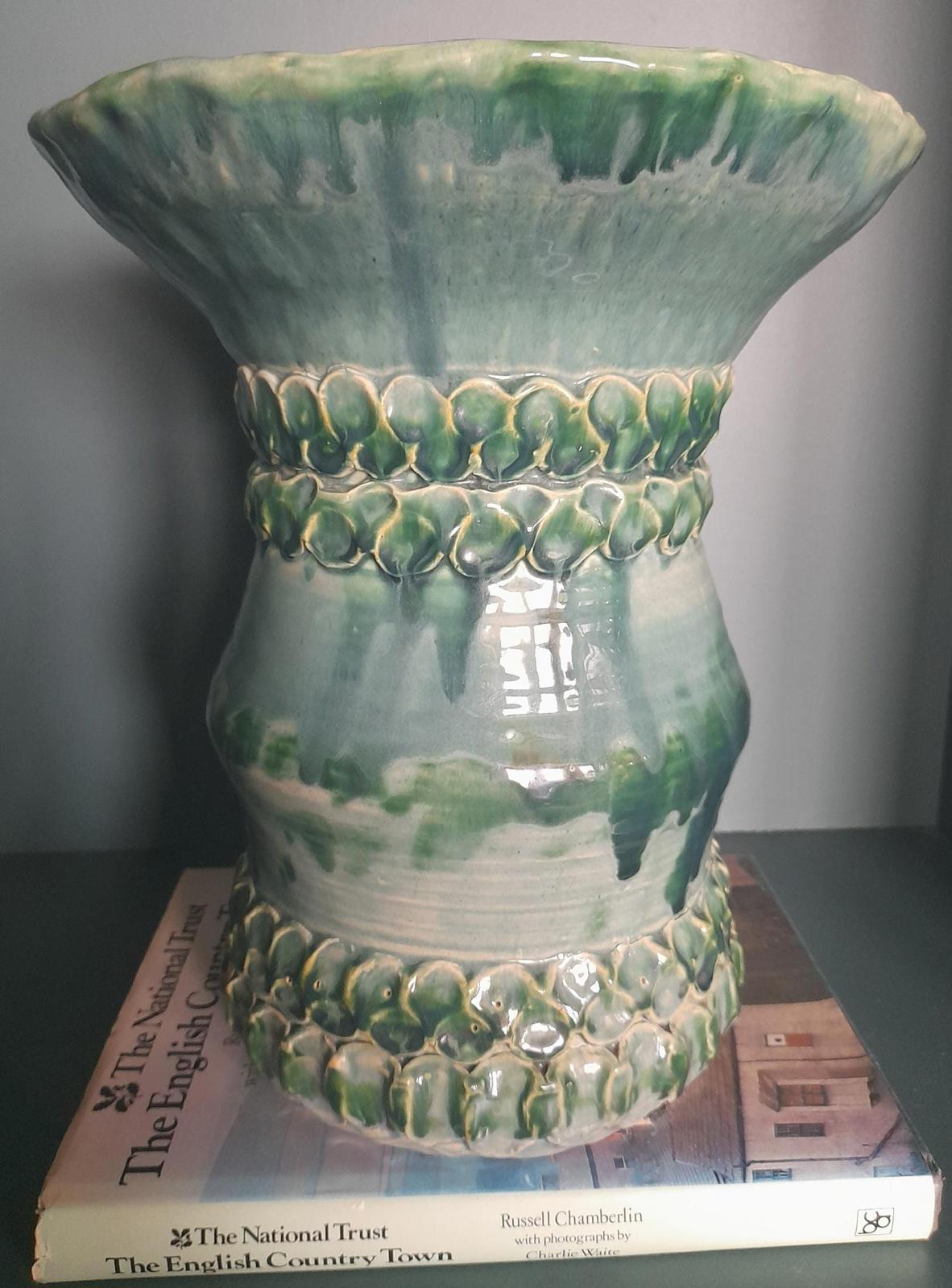 Pitlochry large turquoise pottery vase - glazed