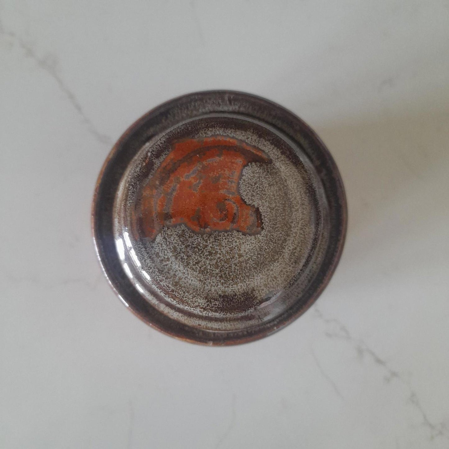 Studio pottery drip glaze lidded jar