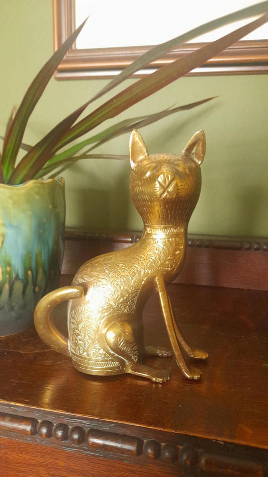 Brass cat figurine
