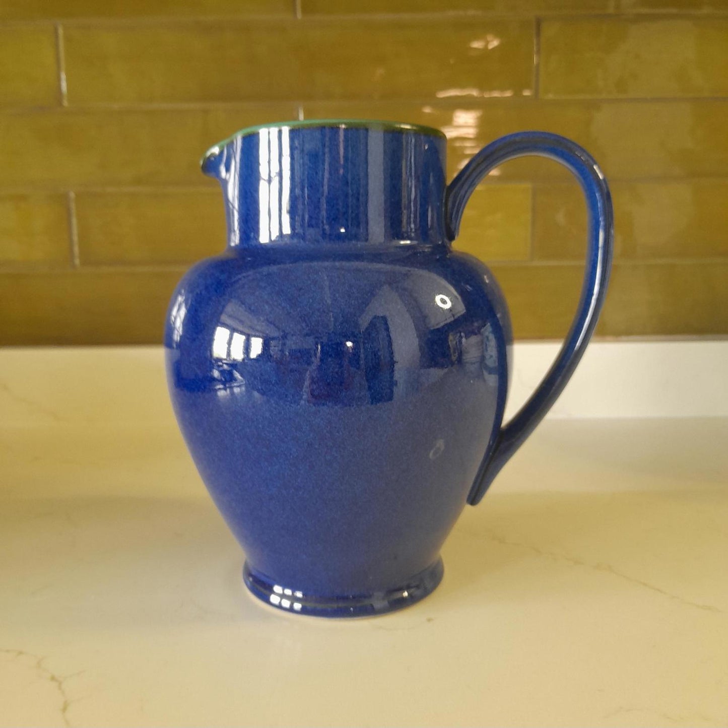 Denby METZ blue and green 8" tall pitcher