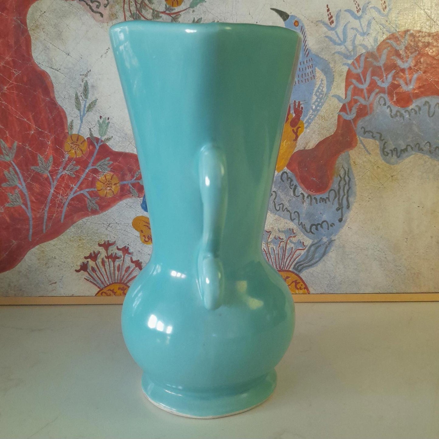 Vintage turquoise flower vase