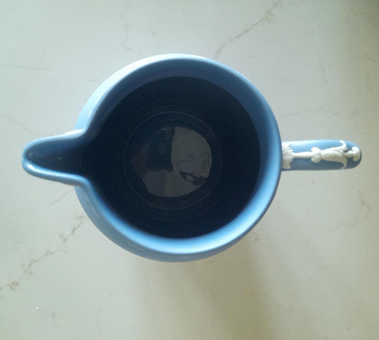 Wedgewood Jasperware blue jug 5" tall