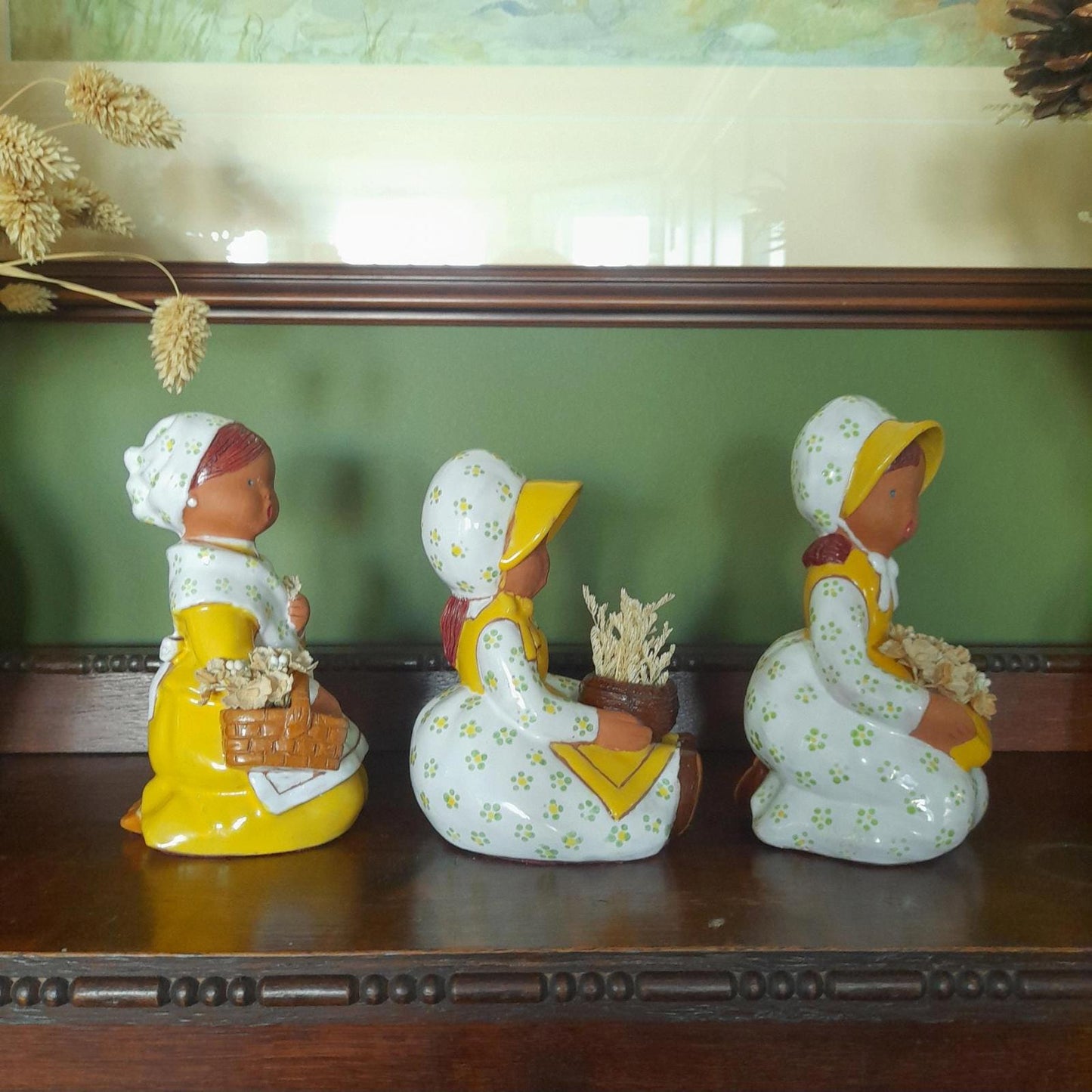 A set of three Jullar Levante Spain girl figurines