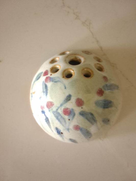 Jersey pottery wall hung small flower frog