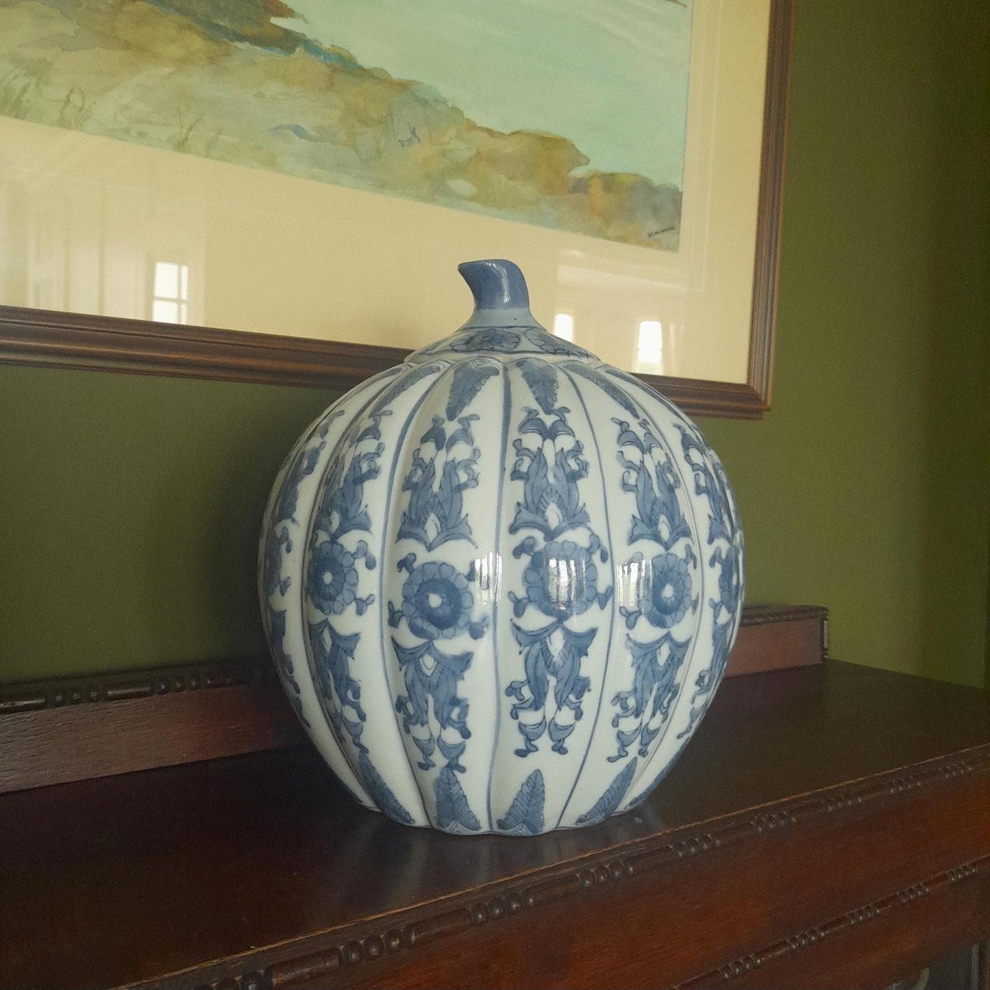 Vintage chinoserie style lidded Pumpkin